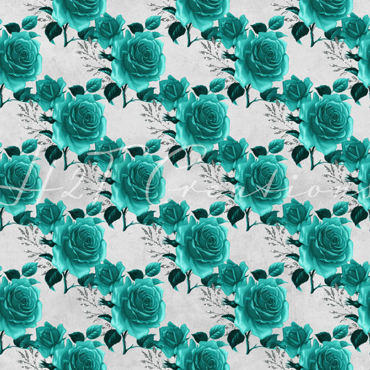 Teal and Silver Flowers 200-1G